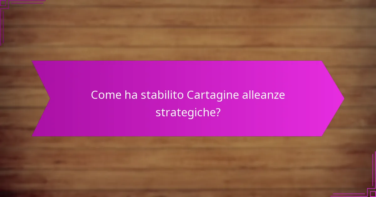 Come ha stabilito Cartagine alleanze strategiche?