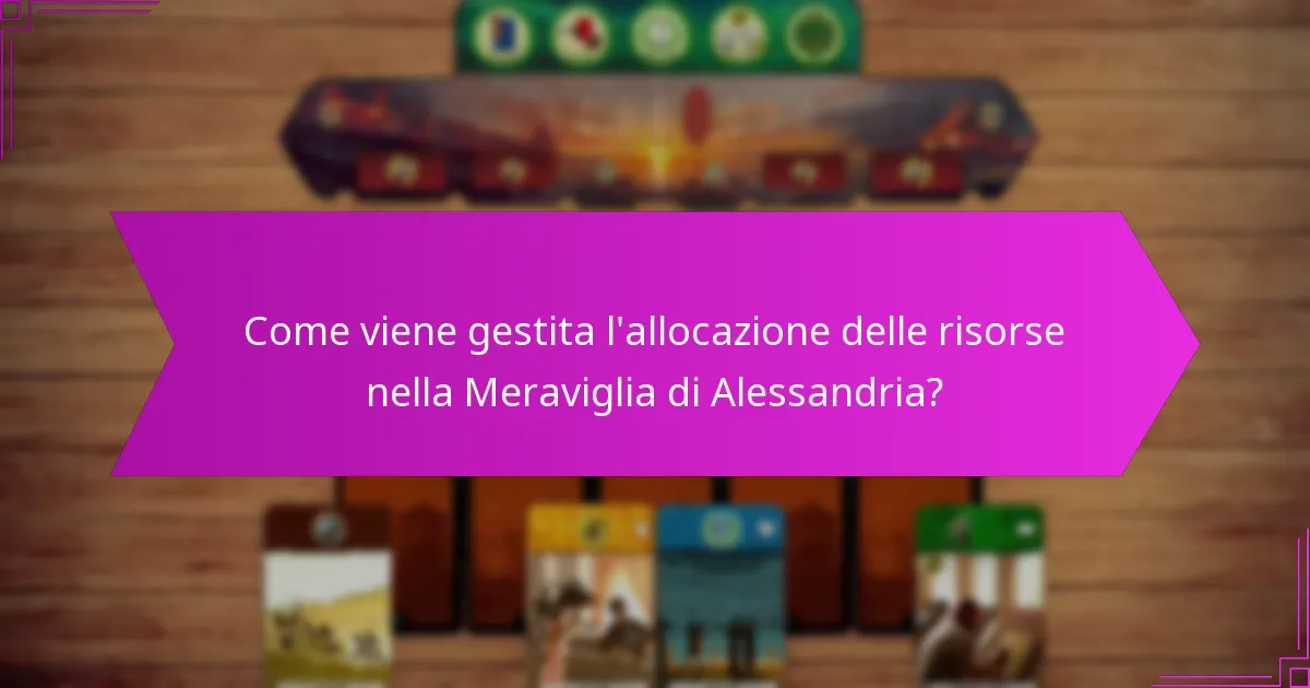 Come viene gestita l’allocazione delle risorse nella Meraviglia di Alessandria?